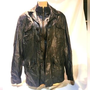 Men's Black Di Capra Int Distressed Soft Leather Jacket